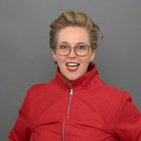 Portrait of comedian Louise Leigh in March 2022